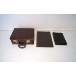 A lockable leather briefcase, along with a Primehide leather A4 document holder and an A3 document