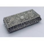 A hallmarked silver repousse box, length approx 11.75cm