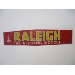 A vintage Raleigh "The All-Steel Bicycle" hardboard advertising sign - length 152cm