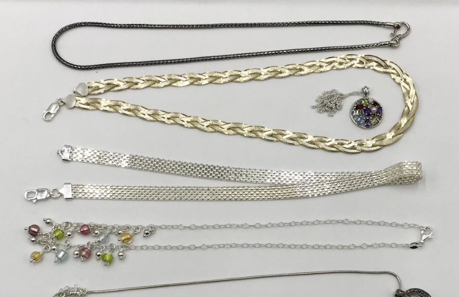 A collection of eleven 925 silver chains and necklaces, total weight 117.8g - Image 2 of 3