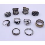 A collection of eight 925 silver rings along with two other 925 rings