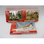 A boxed Airfix Supermarine Spitfire Mkla model kit (A01071A), along with two boxed Airfix model