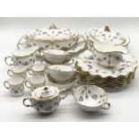 A Royal Crown Derby "Royal Antoinette" part dinner service including two tureens, meat platter,