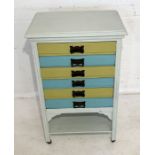 A painted Edwardian music cabinet with drop-down drawer fronts 83 x 40 x 52cm