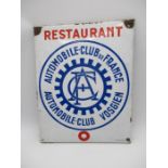 A vintage Automobile Club de France "Restaurant enamelled sign - height 50cm, width 39cm