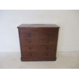 A Victorian mahogany chest of six drawers, with secret drawer, back panel is loose, length 122cm,