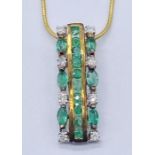 A tourmaline and diamond pendant set in 9ct gold with 9ct chain- total weight 3.5g