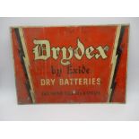 A vintage Drydex by Exide Dry Batteries tin plate advertising sign - height 43cm, width 62cm