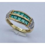 A tourmaline and diamond ring set in 9ct gold