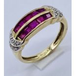 A ruby and diamond dress ring set in 9ct gold
