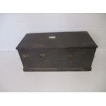 A Victorian pine painted trunk with rope handles