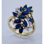 A 9ct gold sapphire and diamond dress ring