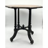 A Gillows antique 19th Century English Aesthetic Movement ebonised table of hexagonal form stamped