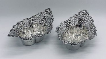 A pair of large hallmarked silver sweetmeat dishes, Birmingham 1902