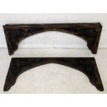 Two carved oak Victorian arches with vine motif, possibly door pediments