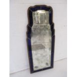 A vintage wall hanging mirror, with blue outer rim panelling, height 137.5cm (Phil to check)