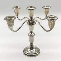 A Sterling silver 5 branch candelabra, height 24cm