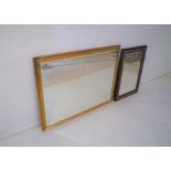 A large rectangular gilt framed wall mirror, along with a burr walnut framed wall mirror.