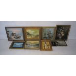 A quantity of various framed pictures, including oil paintings, watercolours etc, some with
