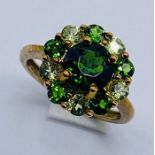 A 9ct gold tourmaline cluster ring