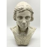 A large 20th century plaster glazed bust of Horatio Nelson. Large shoulder bust with carved