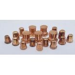 A collection of copper bottle stoppers (no corks) celebrating the Bicentennial of Isambard Kingdom