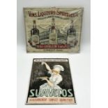 Two vintage French advertising boards "Suavitos" (26cm x 36cm) "Henri Grange Aine & Fils" (40cm x