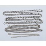 Three hallmarked silver chains, total weight 98.3g