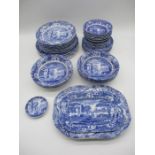 A collection of various Spode Blue Italian plates and bowls etc - all black stamp mark apart from