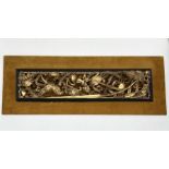 A Chinese gilt wooden carved panel depicting lobsters and crabs within various underwater plants,