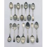A collection of hallmarked silver tea spoons etc. total weight 256.1g