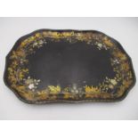 A Victorian papermache tray stamped to reverse "Clay, King Street, Covent Garden" gilded