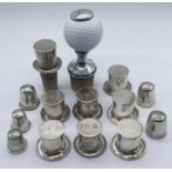A collection of hallmarked silver bottle stoppers (most without corks) celebrating Isambard
