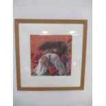 A framed limited edition (34/150) signed print of the Peter Wever painting "Umarmung Rot". Overall