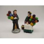 Two Royal Doulton figurines including "The Old Balloon Seller" and "Balloon Boy"