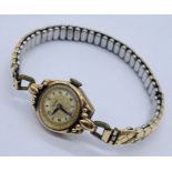 A 9ct gold ladies Rotary watch on expandable strap