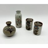 A small collection of studio pottery including David Leach foxglove vase