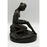 After Christophe-Gabriel Allegrain (French 1710-1795) Bronze study of a seated nude signed to