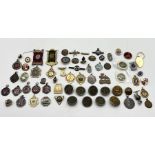 A collection of vintage badges and medallions including military, Buffaloes etc - small amount of