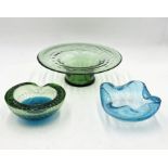 Two Whitefriars art glass bowls along with a similar dish