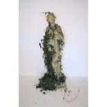 A weathered resin figure of a lady, approximate height 162cm.