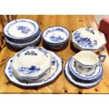 A Royal Doulton "Norfolk" blue and white part dinner service including terrines, dinner plates etc.