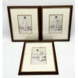 A set of three nineteenth century framed prints of cricketers; Charles George Taylor, Roger Kynaston