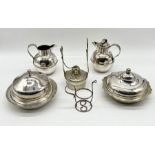 A collection of various silver plated items including jugs etc.