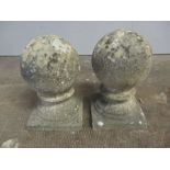 A pair of stone ball finials. Approximate diameter 67cm.
