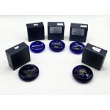 Five boxed Bristol Blue glass paperweights including three limited edition Bristol Aeroplane company