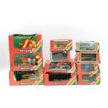 Eleven Britains boxed farm machinery models, comprising of Potato Harvester (9535), Hay Baler (