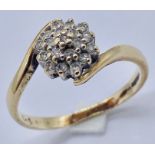 A 9ct gold diamond cluster ring