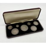 Queen Victoria cased 1887 Jubilee seven coin specimen set