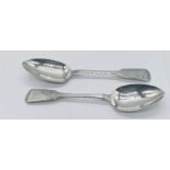A pair of hallmarked silver serving spoons, Exeter 1837, weight 122.3g
